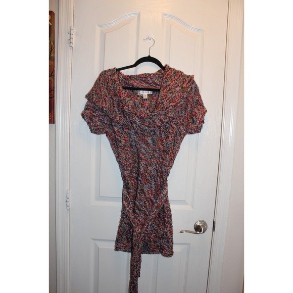 Decree Sweater Short Sleeve Slouched Cowl Neck Chunky Knit Women's Top Shirt L - Picture 1 of 4